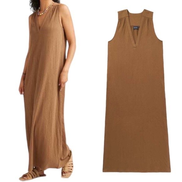 NWT Richer Poorer Vacation Dress Morning Roast Tan Cloudweave Cotton Size XL NEW - Picture 1 of 16